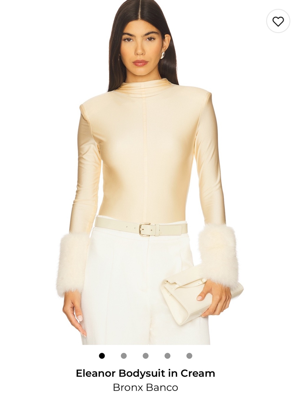 Bronx and Banco Ivory Cream Faux-Fur Cuff Bodysuit